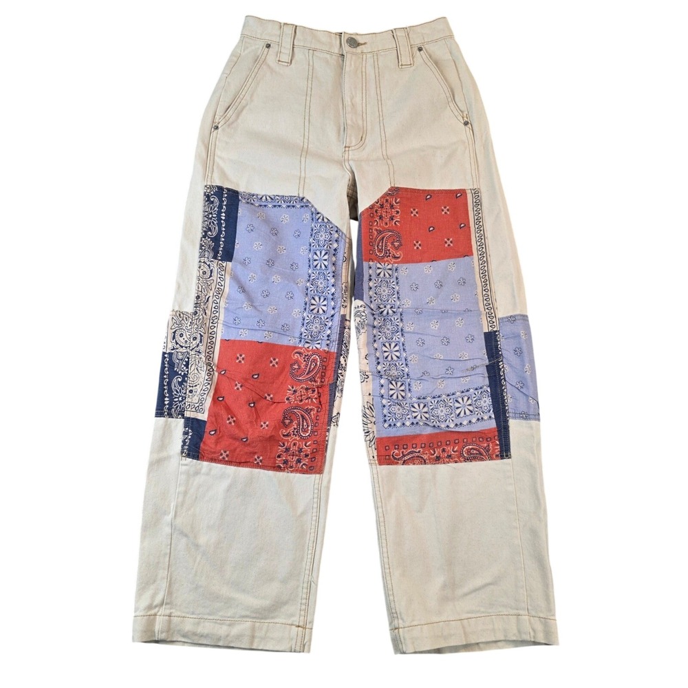 BDG Urban Outfitters Benni Patchwork Bandana Carpenter Pants Barrel Leg sz 27